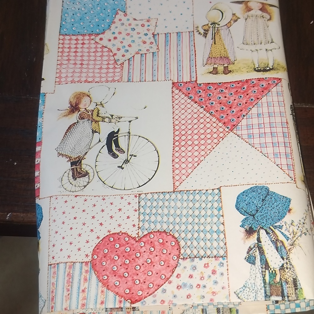 Vintage Holly Hobbie And Friends Patchwork Quilt Wrapping Paper 1970s